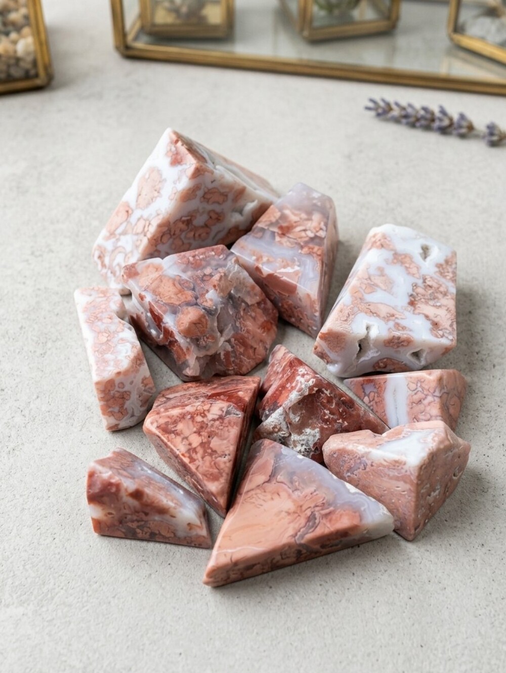 Polished Pink Agate / Cotton Candy Agate Freeform Lot (11)